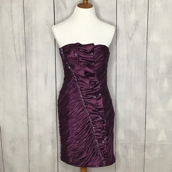 Feriani Couture strapless purple cocktail dress - Picture 1 of 9